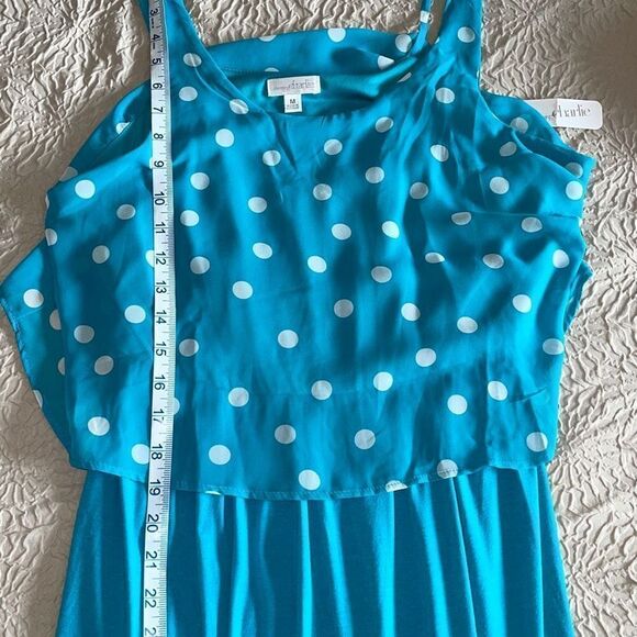 Charming Charlie Womens Polka Dots Dress Sleeveless Lined Chiffon Medium‎ Blue - Picture 11 of 11